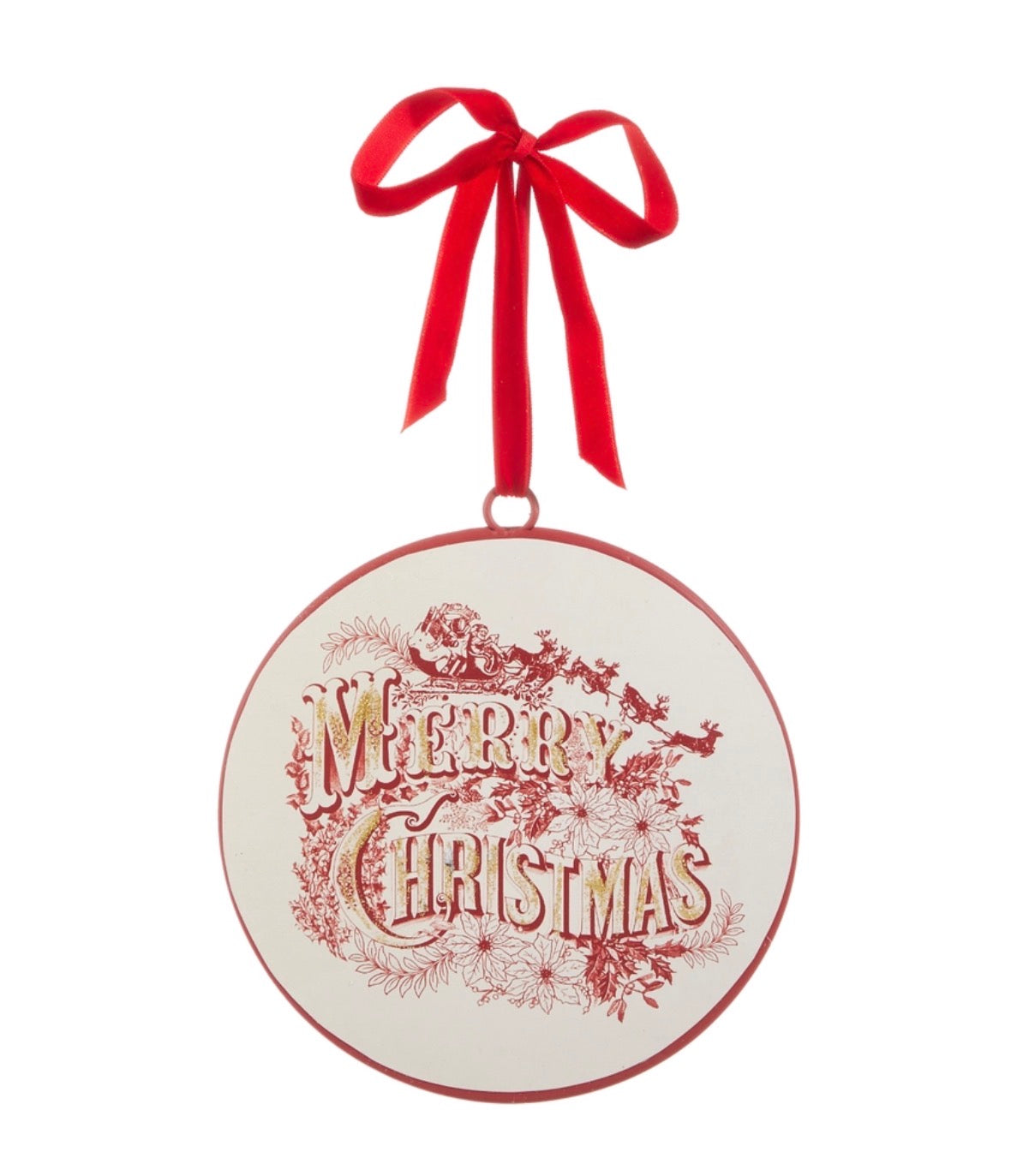 6" Vintage Merry Christmas Disc Orn.