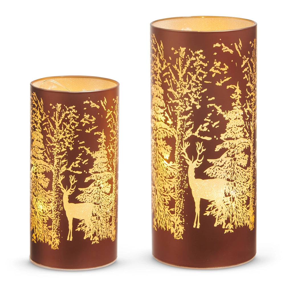 Lighted Forest Tree Lantern S/2