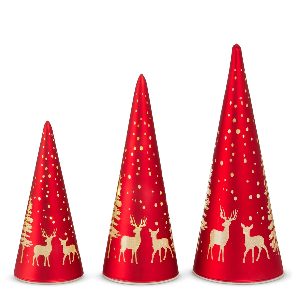 Lighted Glass Trees S/3