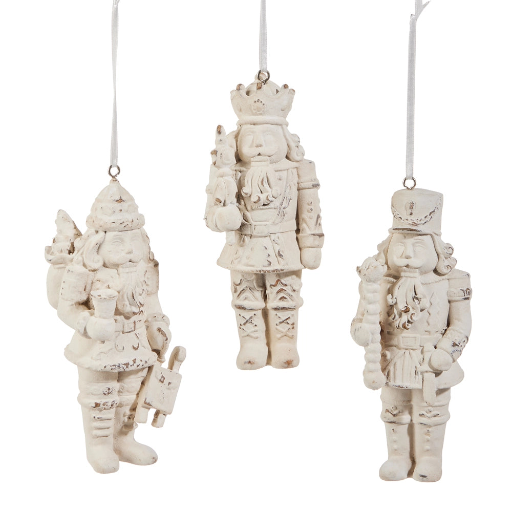 8" Whitewashed Nutcracker Ornament