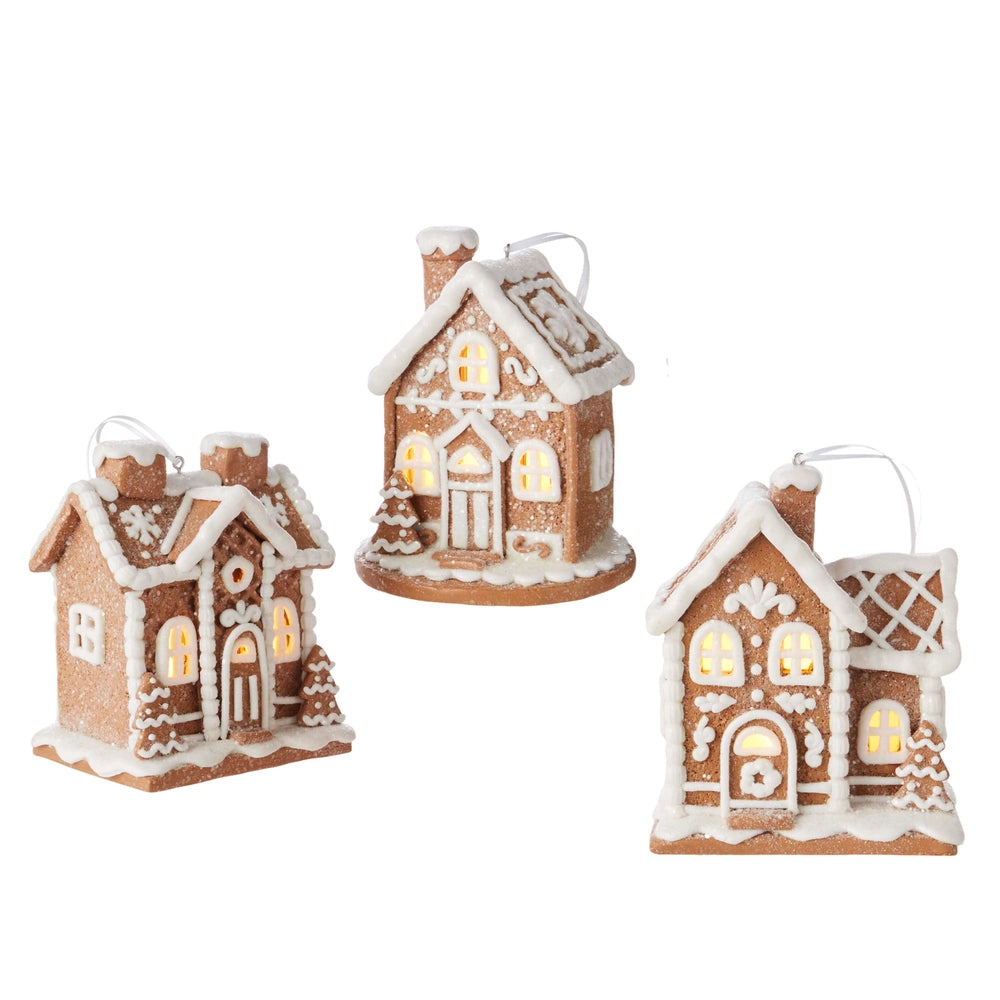 5" Lighted Gingerbread House Orn