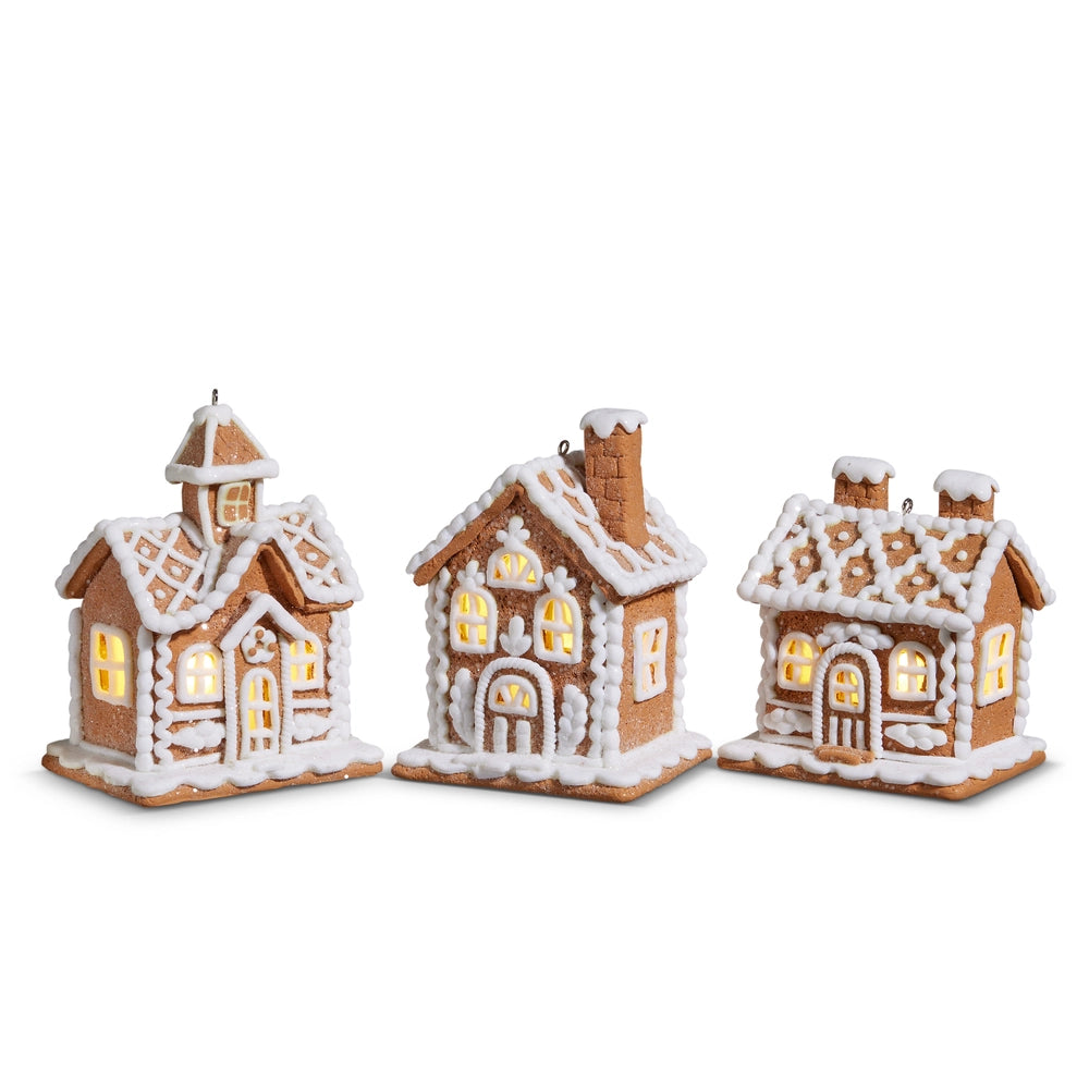 4.25" Lighted Gingerbread House orn.