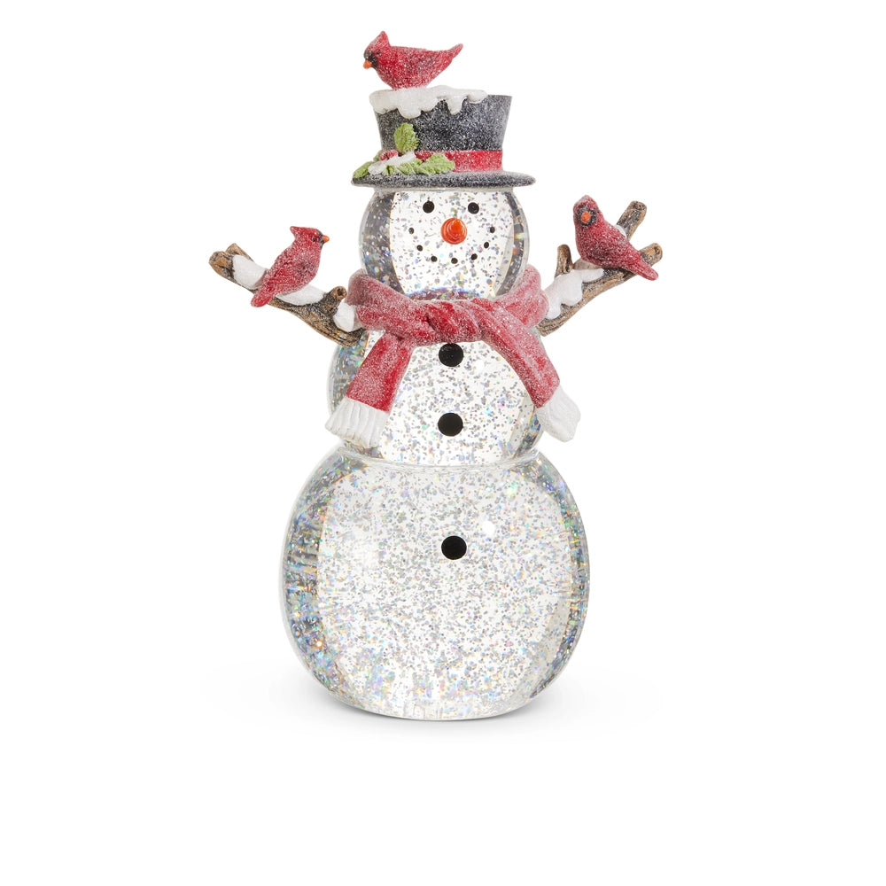 12" Lighted Snowman W/ Silver Glitter
