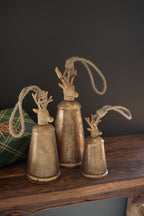 Antique Gold Bells W/ Deer Finials