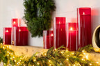 S/3 Red Glass Pillar Candle