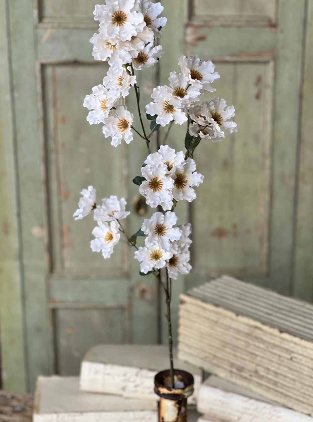 39" Frill Flower Spray - Cream