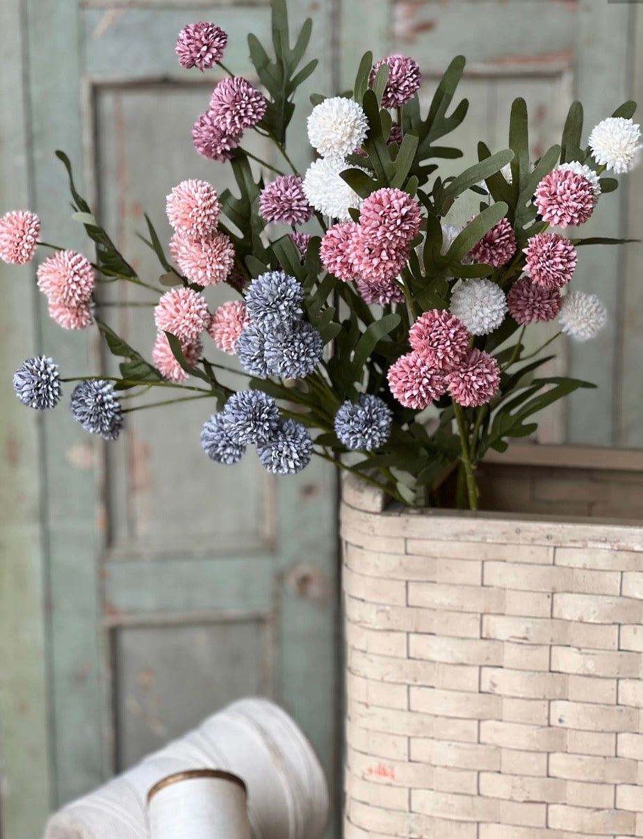 29" Flitter Poms Bush - Cream