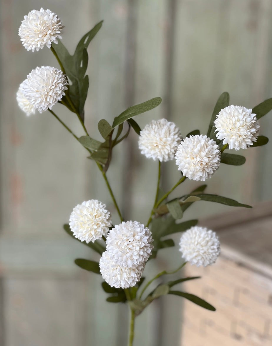 29" Flitter Poms Bush - Cream