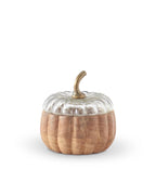 Sm Wood Pumpkin Container w/ Lid