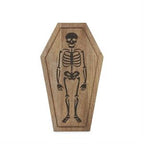 Sm Wood Coffin Skeleton Board