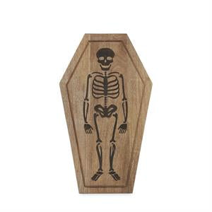 Sm Wood Coffin Skeleton Board