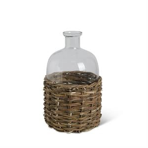 Sm Clear Glass Bottles in Rattan