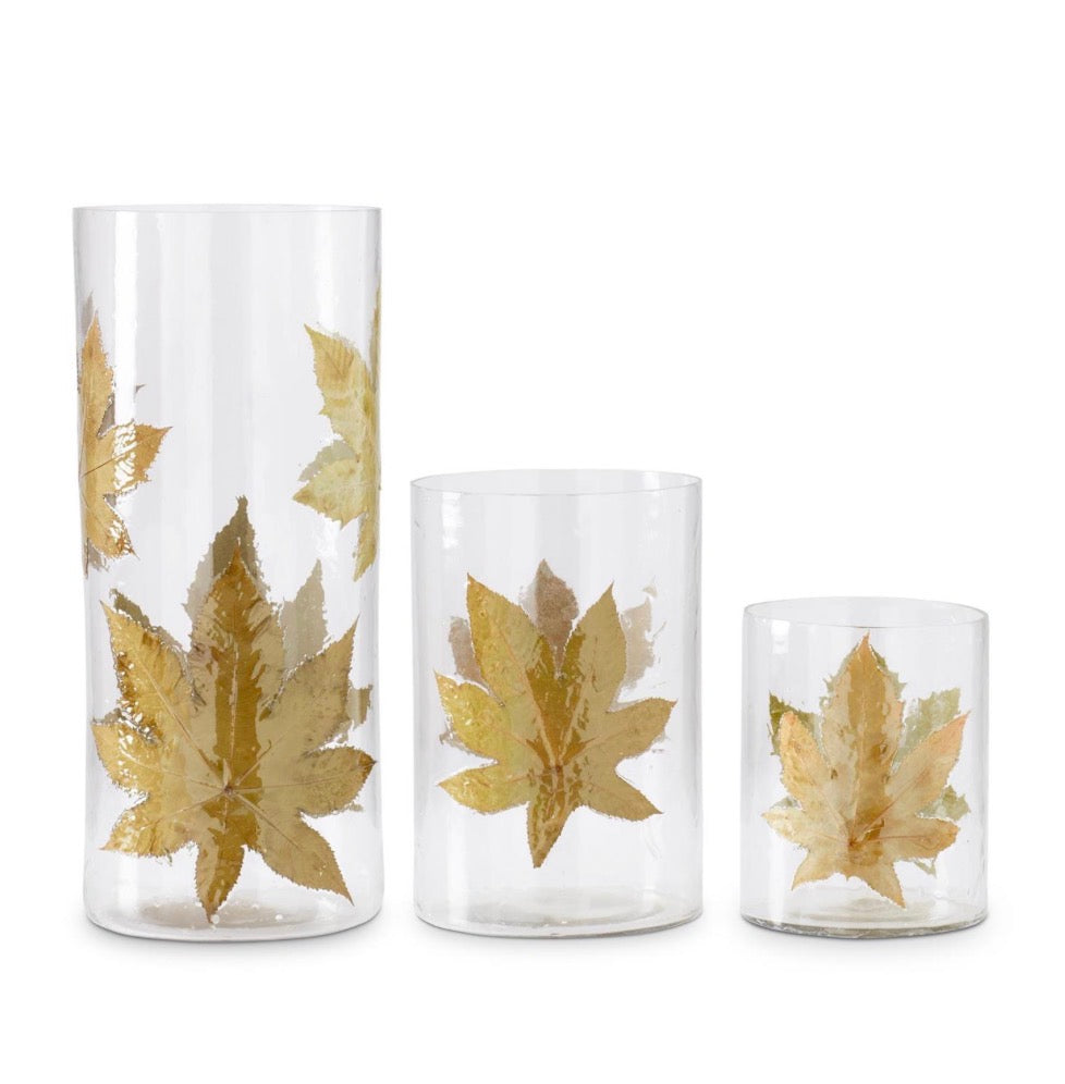 Sm Glass Vase w/ Dried Leaf
