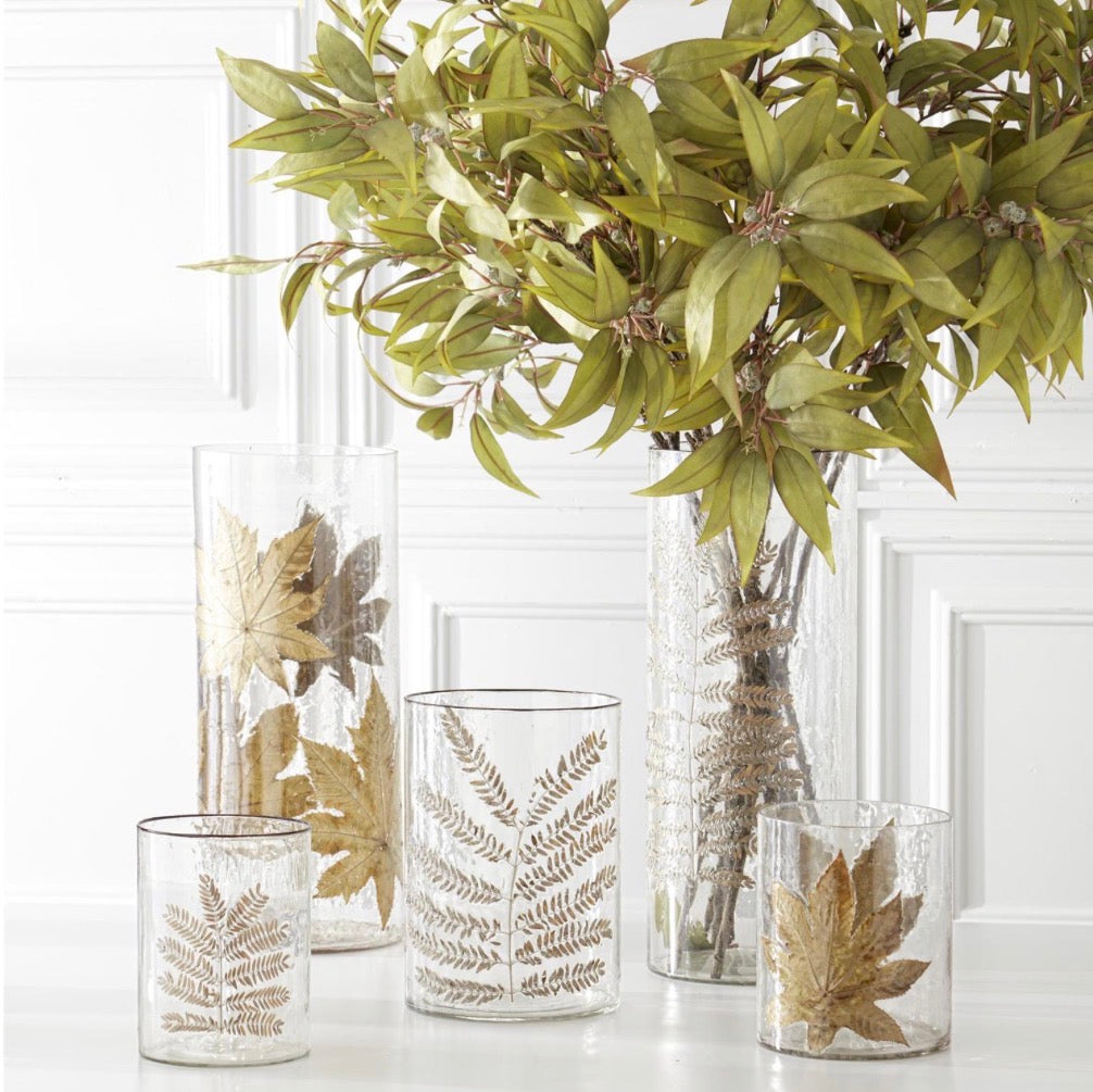 Sm Glass Vase w/ Dried Leaf