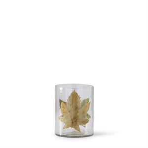 Sm Glass Vase w/ Dried Leaf