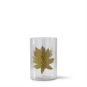 Med Glass Vase w/ Dried Leaf