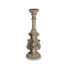 Med Distressed Wood Ornate Candleholders