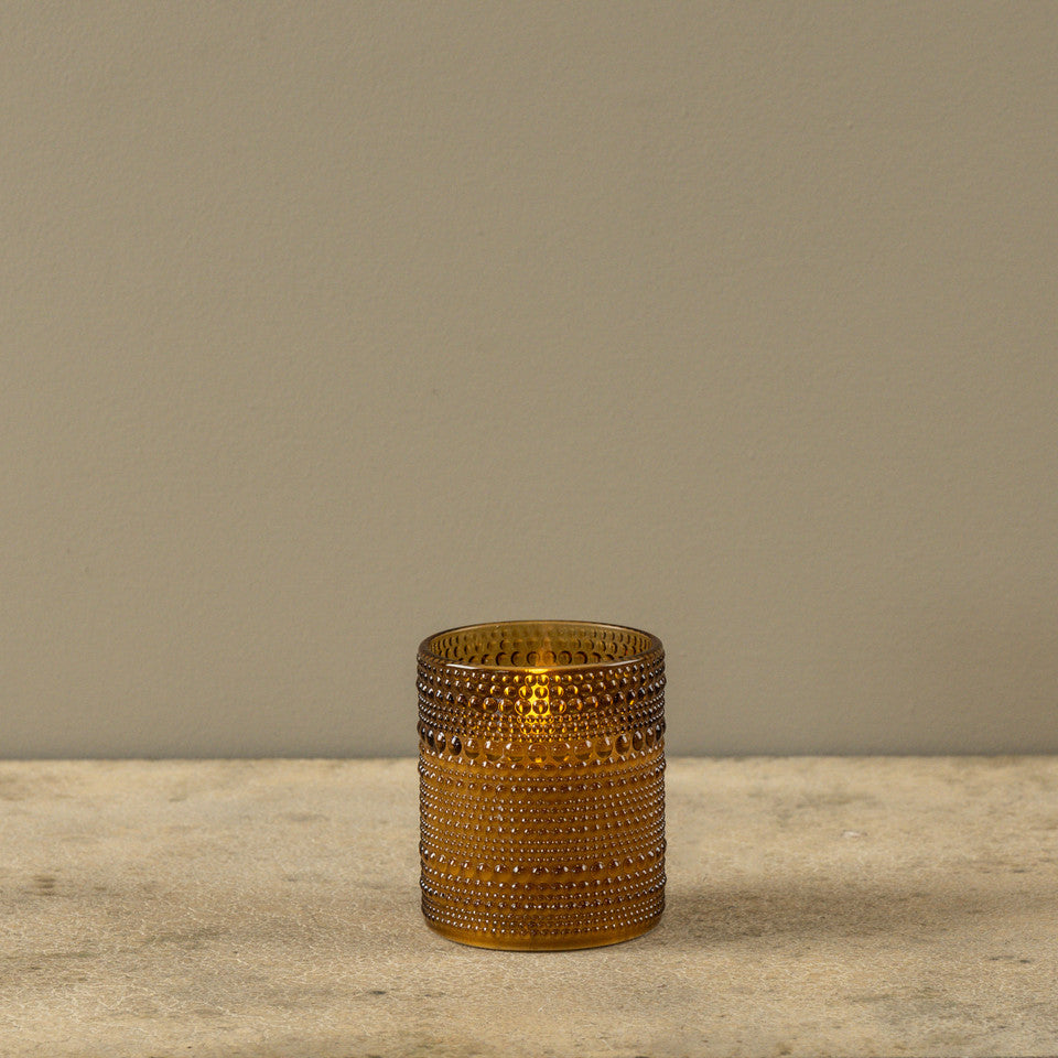 4" Amber Dotted Glass Candle
