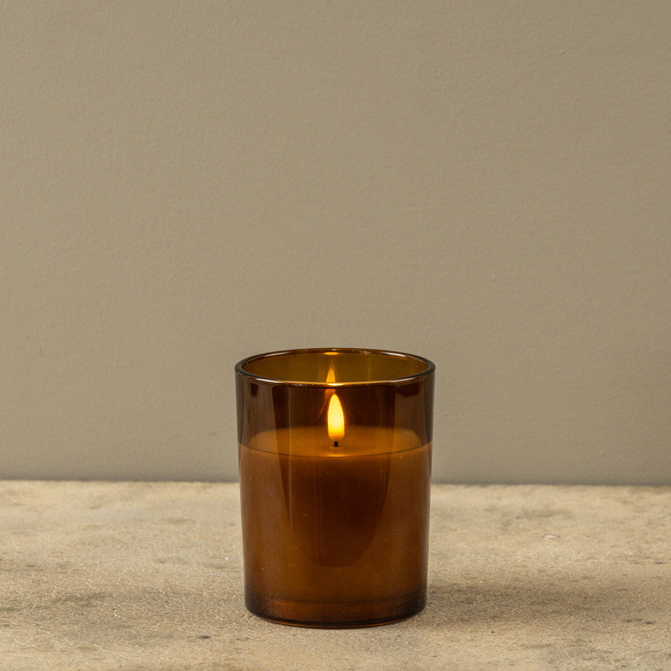 5" Amber Thick Glass Candle