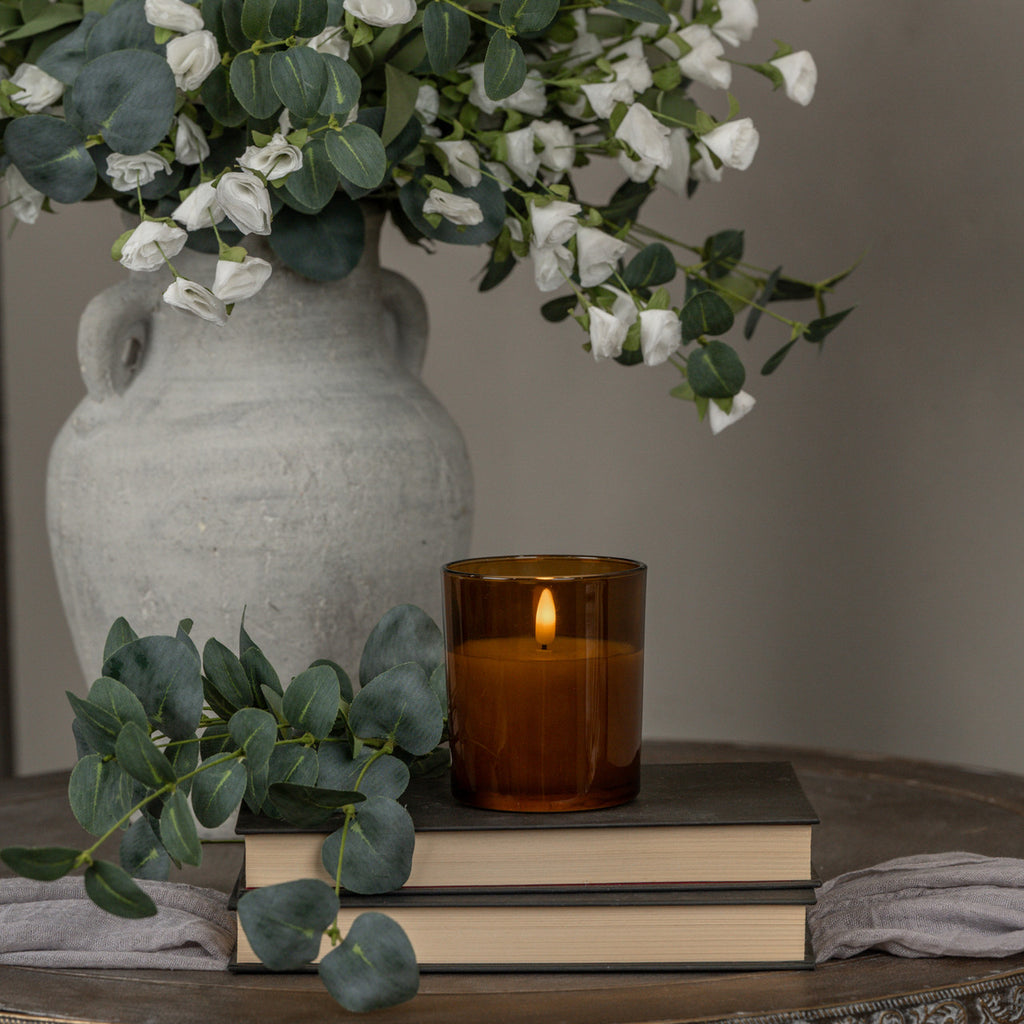 4" Amber Thick Glass Candle