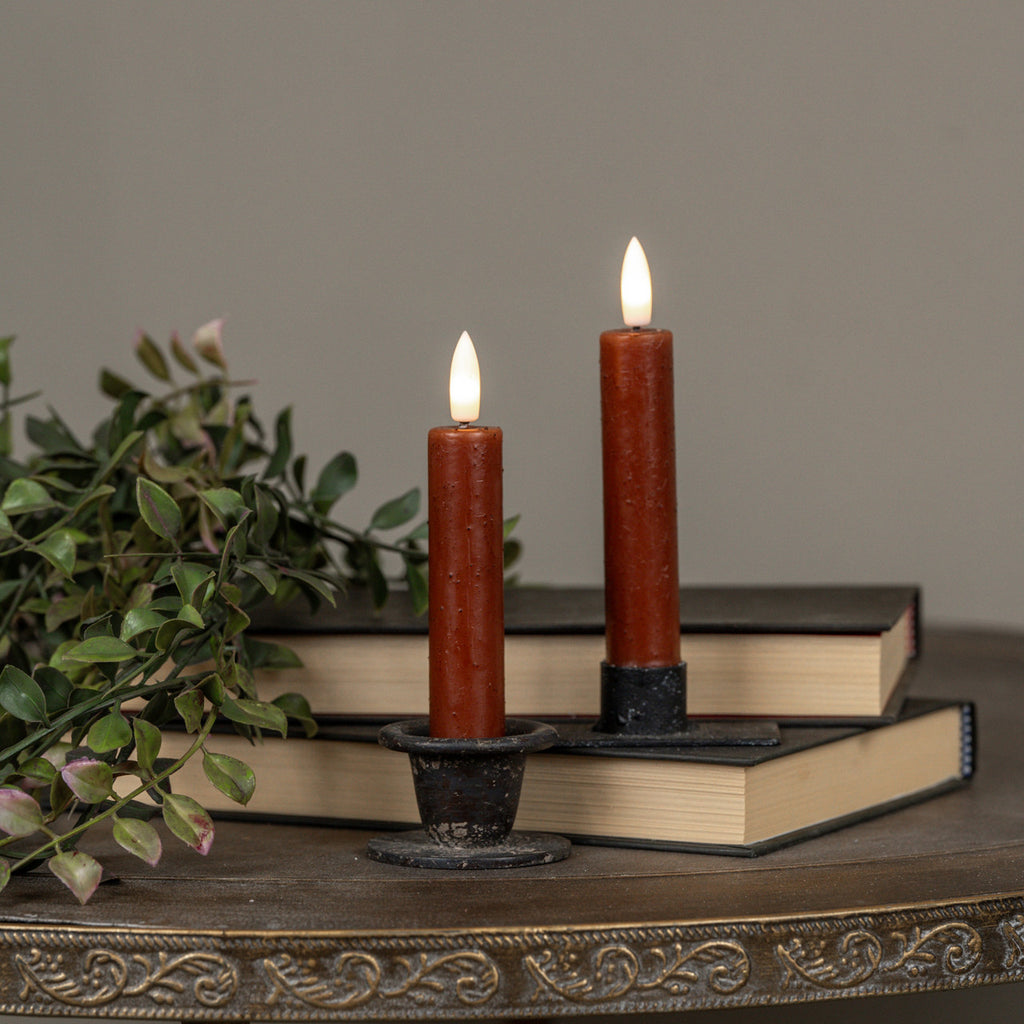 S/2 - 5.75" Flame Bronze Taper Candle