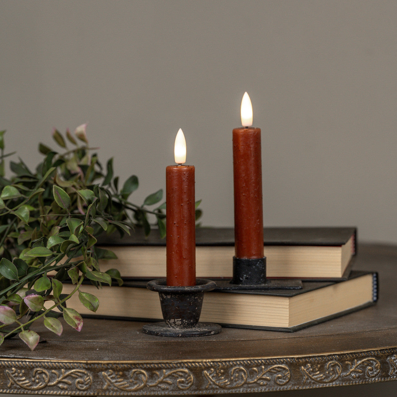 S/2 - 5.75" Flame Bronze Taper Candle