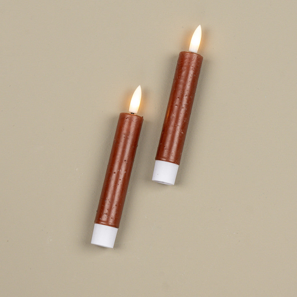 S/2 - 5.75" Flame Bronze Taper Candle