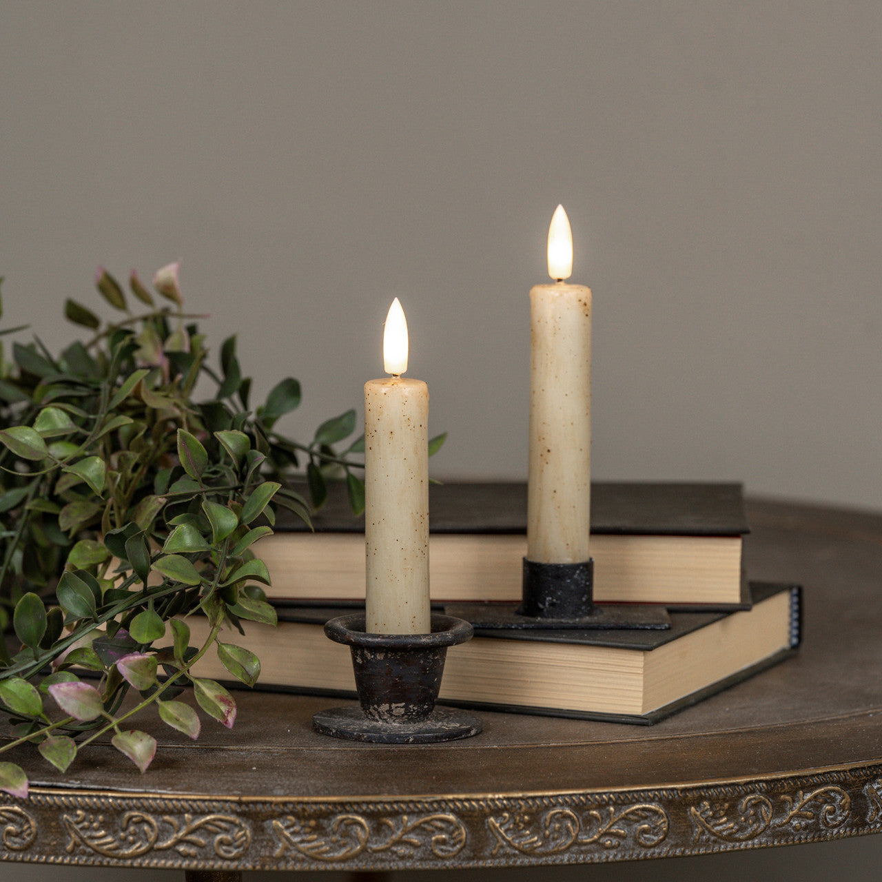 S/2 - 5.75" Flame Cream Taper Candle