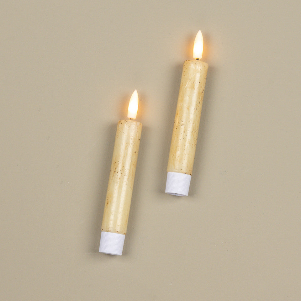 S/2 - 5.75" Flame Cream Taper Candle