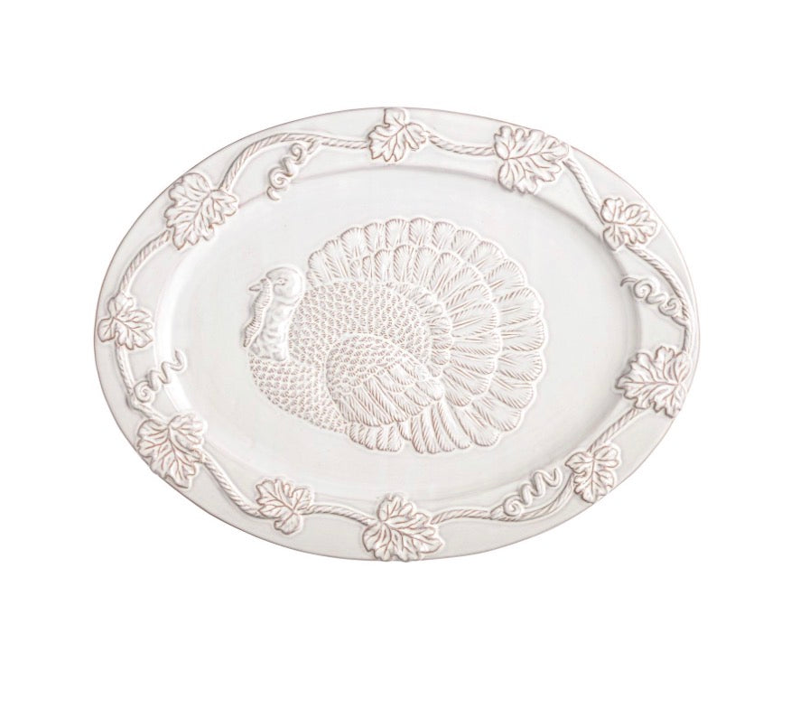 White Gather Turkey Platter