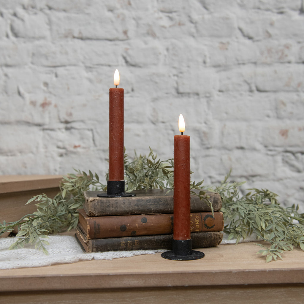 S/2 7.25" Flame Bronze Taper Candle