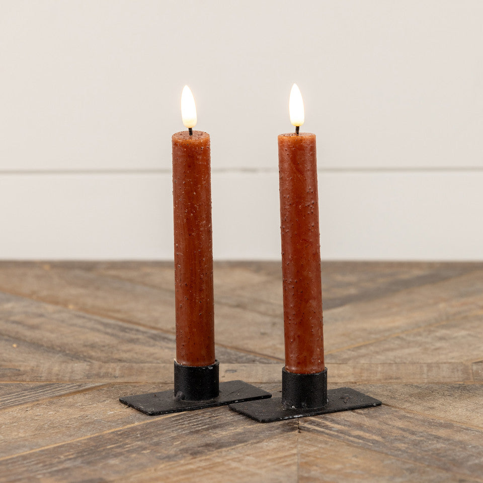 S/2 7.25" Flame Bronze Taper Candle