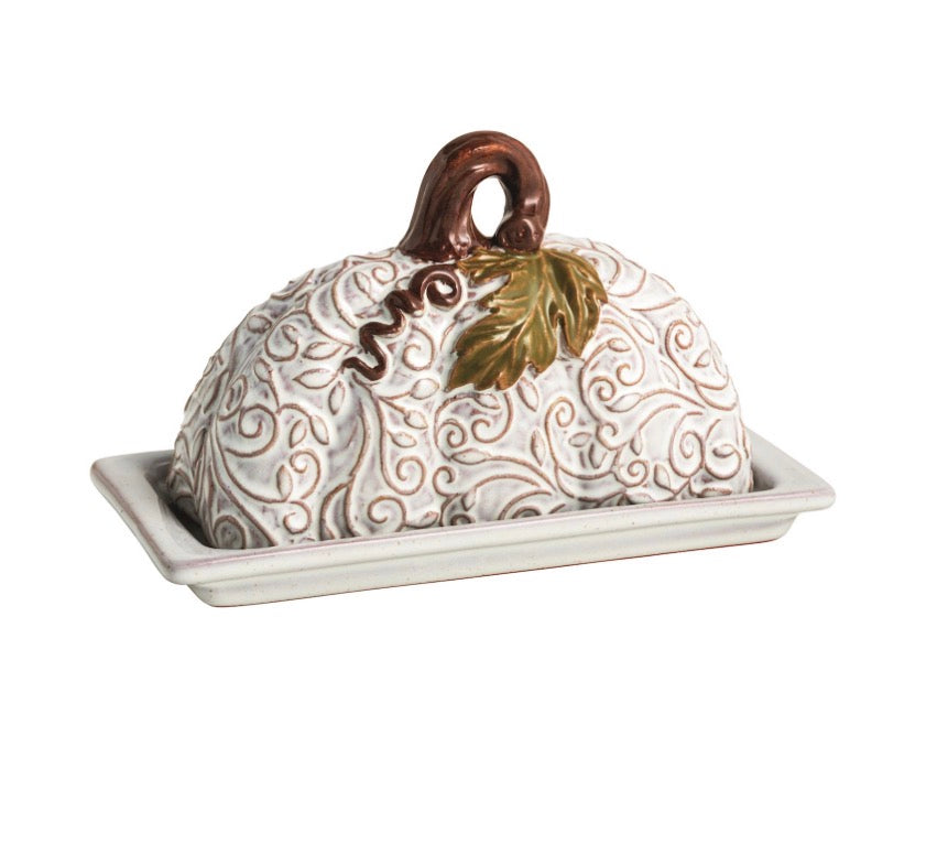 White Pumpkin Butter Dish