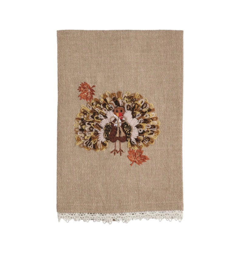 Turkey Pumpkin Beaded Emb. Towel