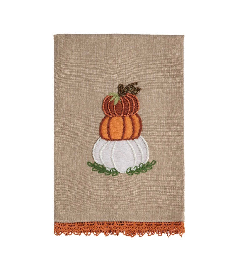 Stacked Pumpkin Beaded Emb. Towel