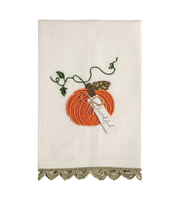 Single Pumpkin Beaded Emb. Towel