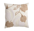 Square White Pumpkin Applique Pillow