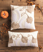 Square White Pumpkin Applique Pillow