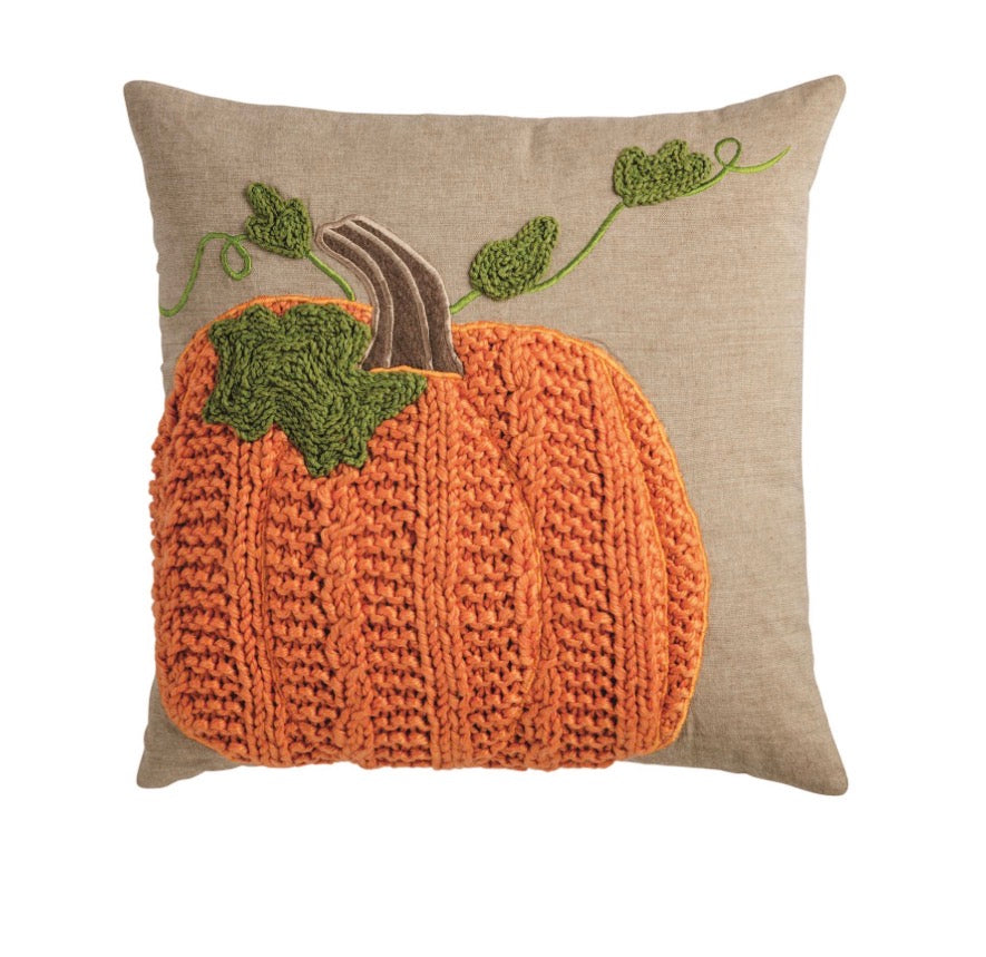 Square Pumpkin Vine Pillow