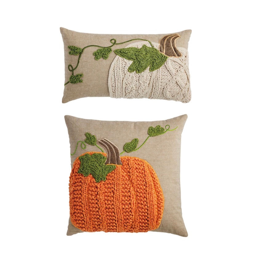 Square Pumpkin Vine Pillow