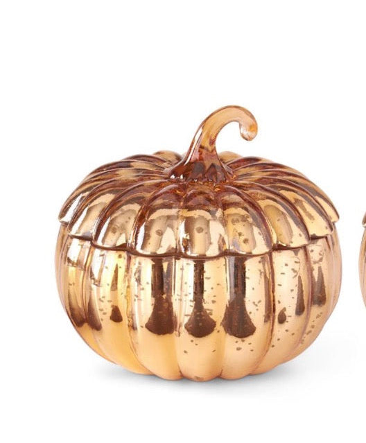 Med Glass Pumpkin Candle Orange