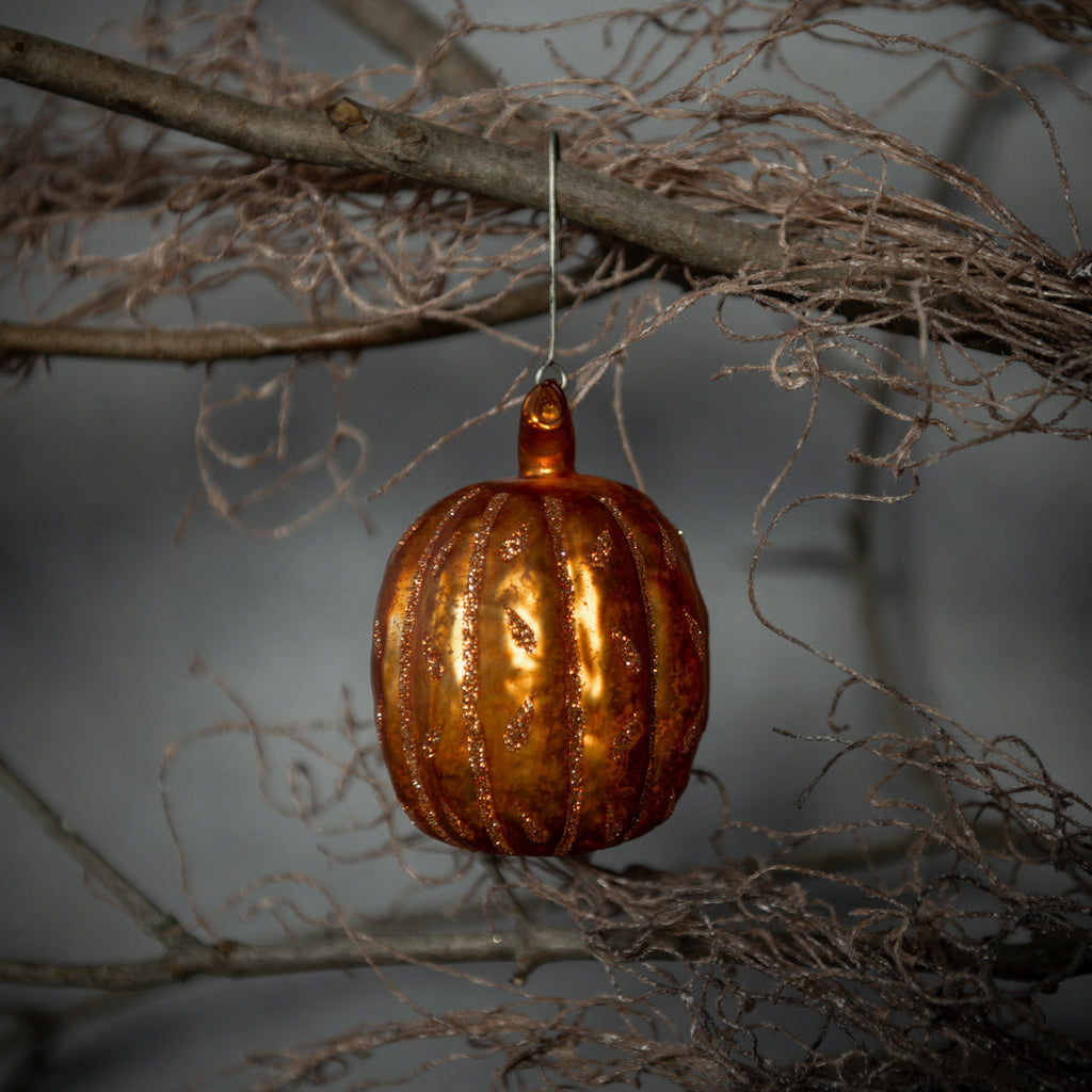 Orange Glitter Pumpkin Orn.