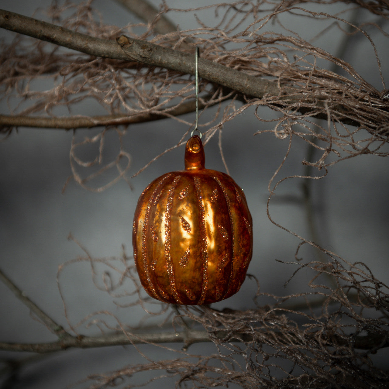 Orange Glitter Pumpkin Orn.