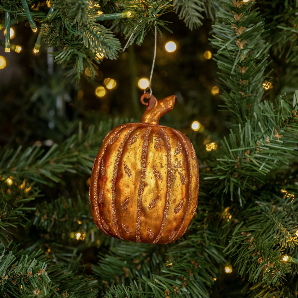 Orange Glitter Pumpkin Orn.