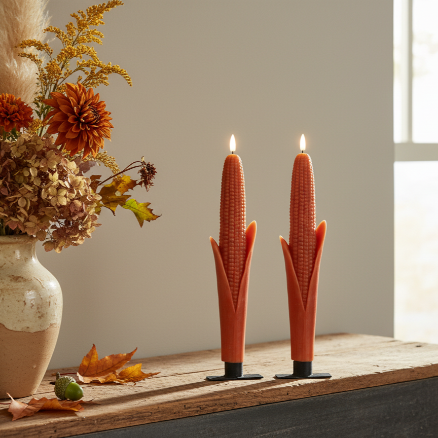 S/2 - 12" Orange Candy Taper Candle