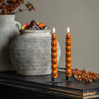 S/2 9.75" Stacked Jack O Lantern Taper Candle