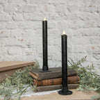 S/2 - 9.5" Flame Black Taper Candle