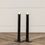 S/2 - 9.5" Flame Black Taper Candle