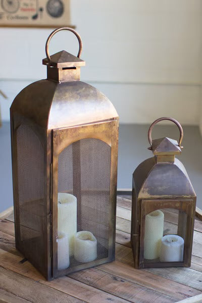 Lg Antique Bronze Lanterns