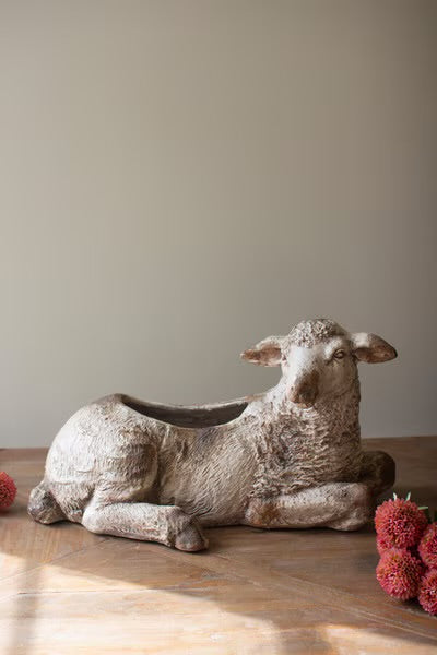 Faux Concrete Sheep Planter